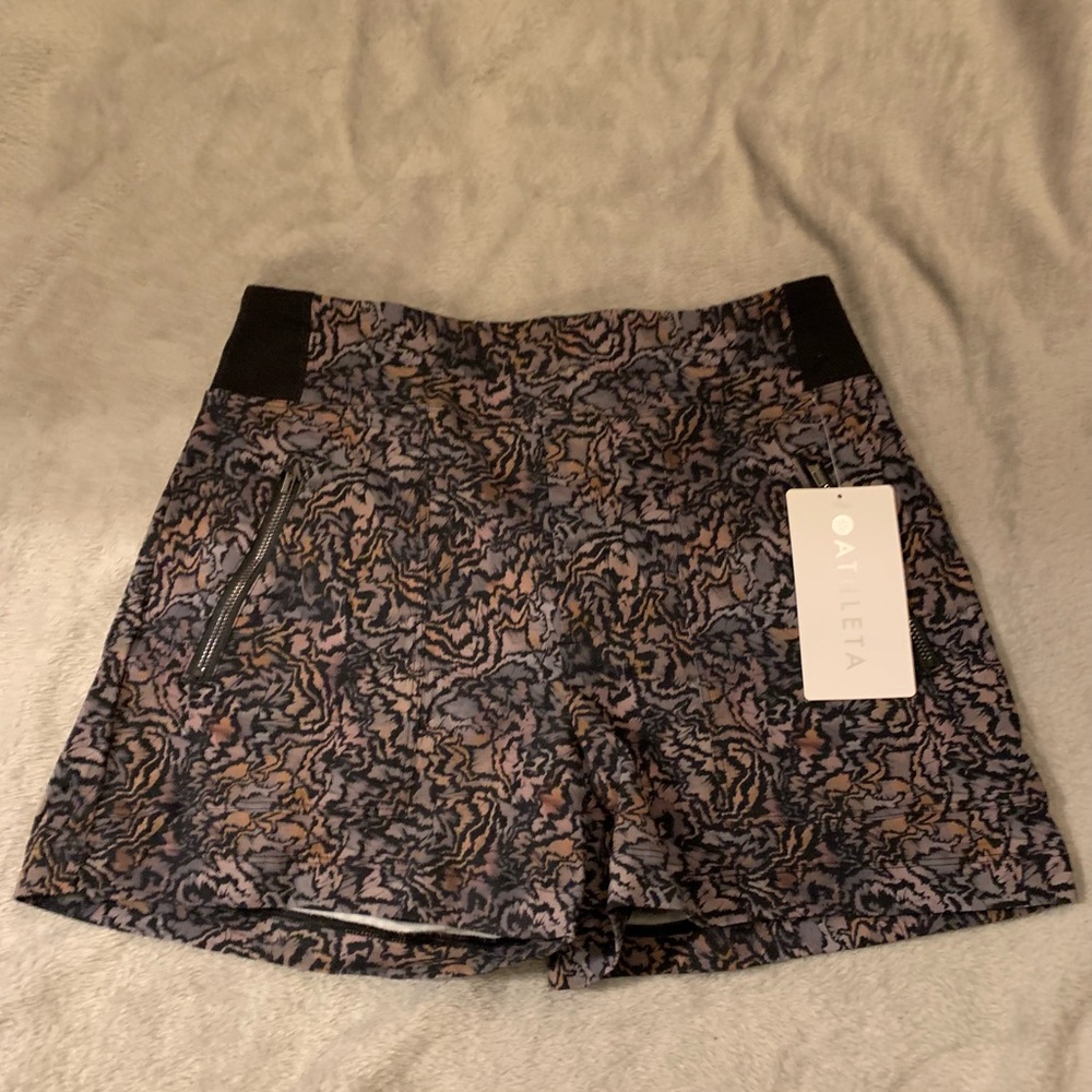 Athleta Black and Gray Athletic Shorts with Tailored Fit